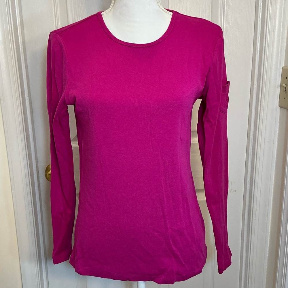 Lauren Ralph Pink Long Sleeve Top Medium Crewneck Shirt RL Logo
